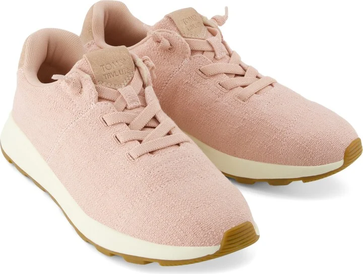 Trvl Lite Cabrillo Water Repellent Pale Rose Two Tone Slub And Metallic Suede Sneaker - Image 3