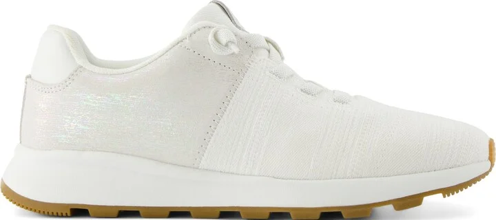 Trvl Lite Cabrillo Water Repellent White Textured Jacquard And Iridescent Suede Sneaker