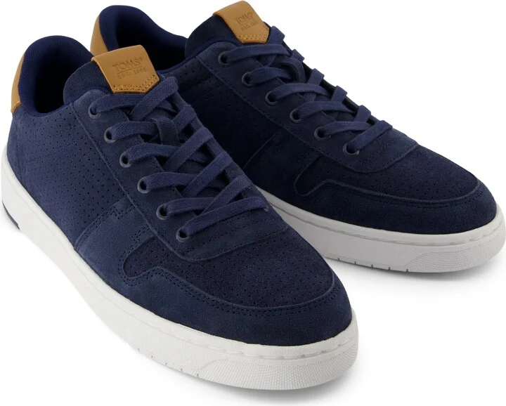 TRVL LITE Court Sneaker Navy Mirco Perforated Suede - Image 2