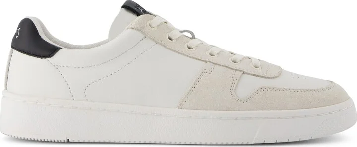 TRVL LITE Court White and Black Leather Sneaker