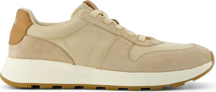 TRVL LITE Retro Runner Water Repellent Almond Twill and Leather Sneaker