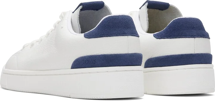 TRVL LITE White and Blue Leather Lace-Up Sneaker - Image 3