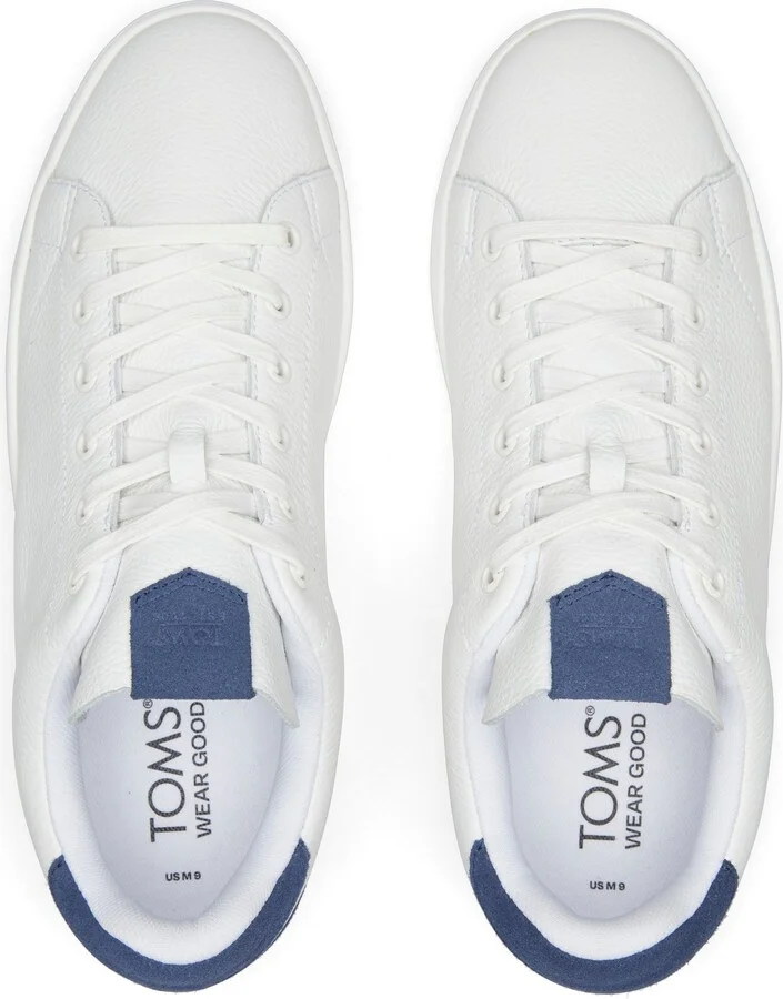 TRVL LITE White and Blue Leather Lace-Up Sneaker - Image 4