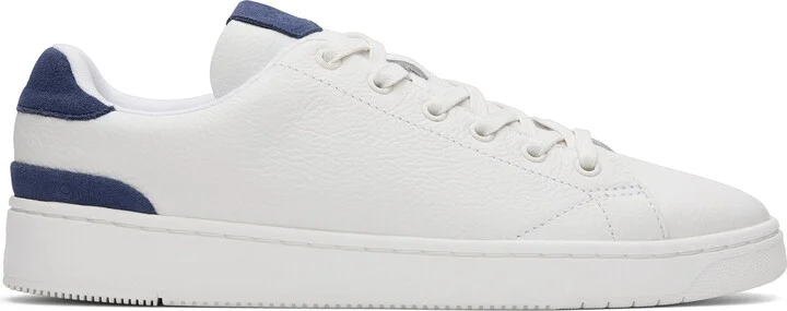 TRVL LITE White and Blue Leather Lace-Up Sneaker