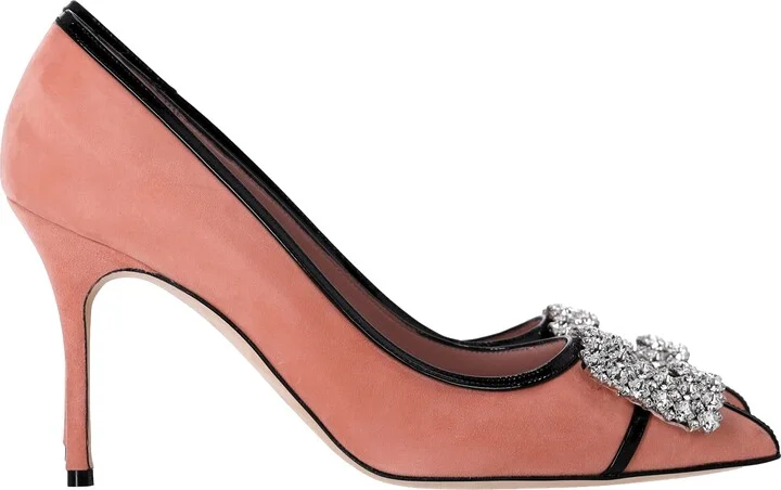 Tuberian Embellished Pumps in Peach Suede