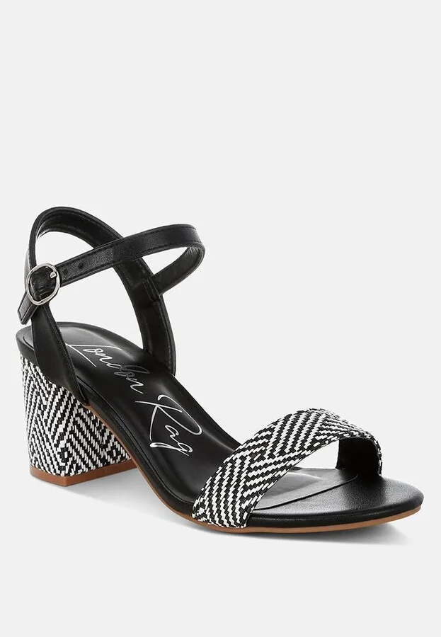 Tulata Raffia Pin Buckle Block Heels - Image 2