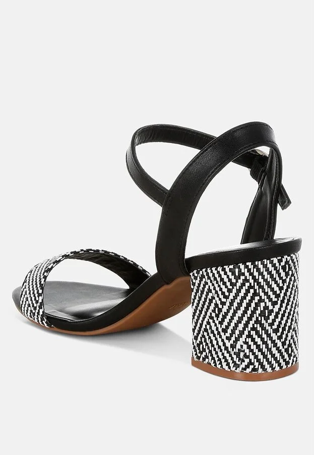 Tulata Raffia Pin Buckle Block Heels - Image 3