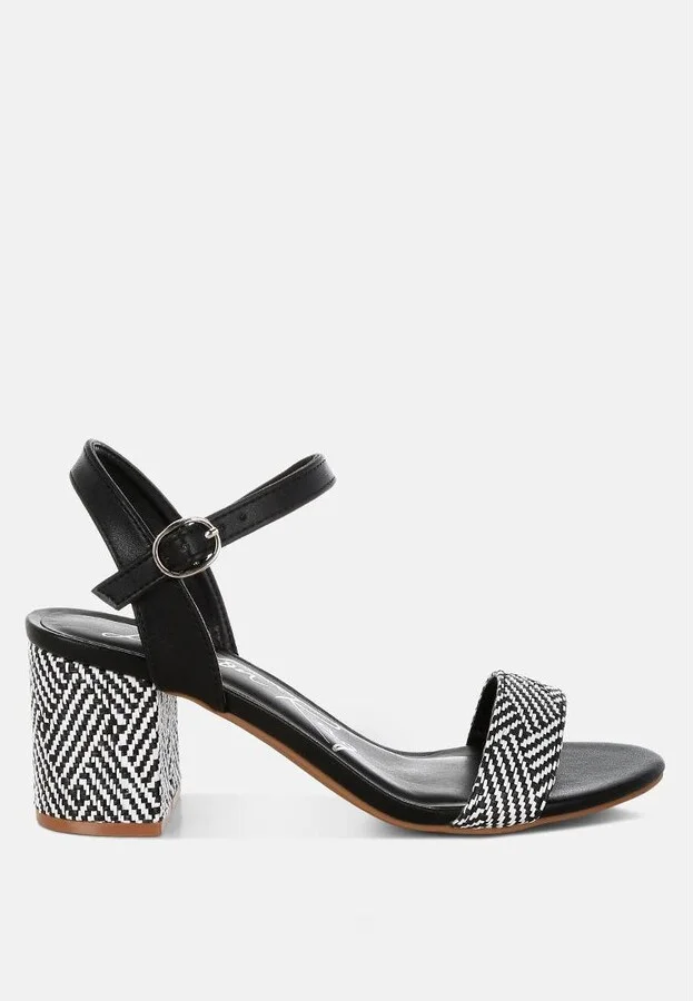 Tulata Raffia Pin Buckle Block Heels
