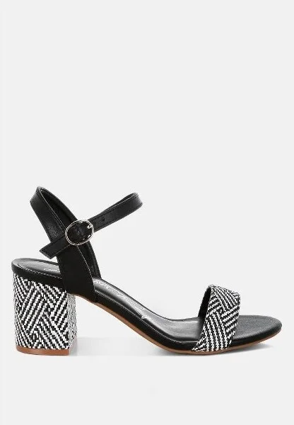 Tulata Raffia Pin Buckle Block Heels Women