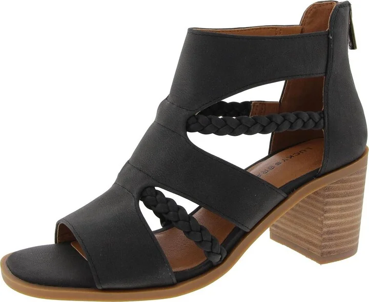 Tulina Womens Woven Faux Leather Block Heel