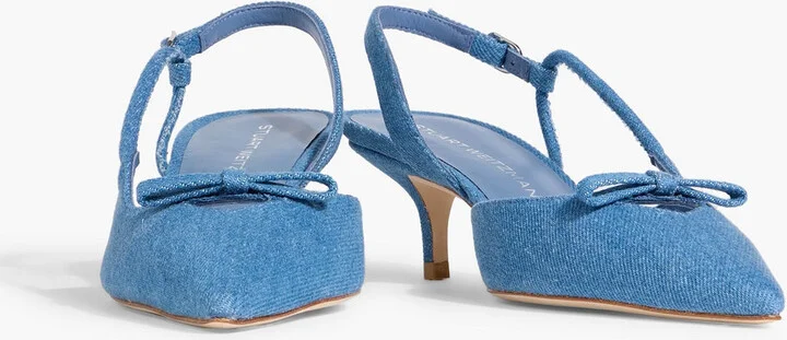 Tully 50 bow-detailed denim slingback pumps - Image 2