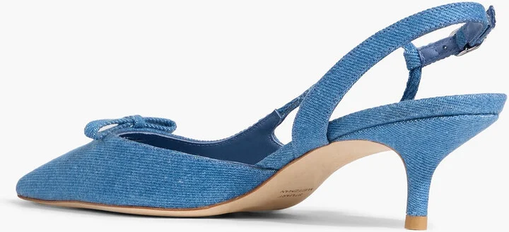 Tully 50 bow-detailed denim slingback pumps - Image 3