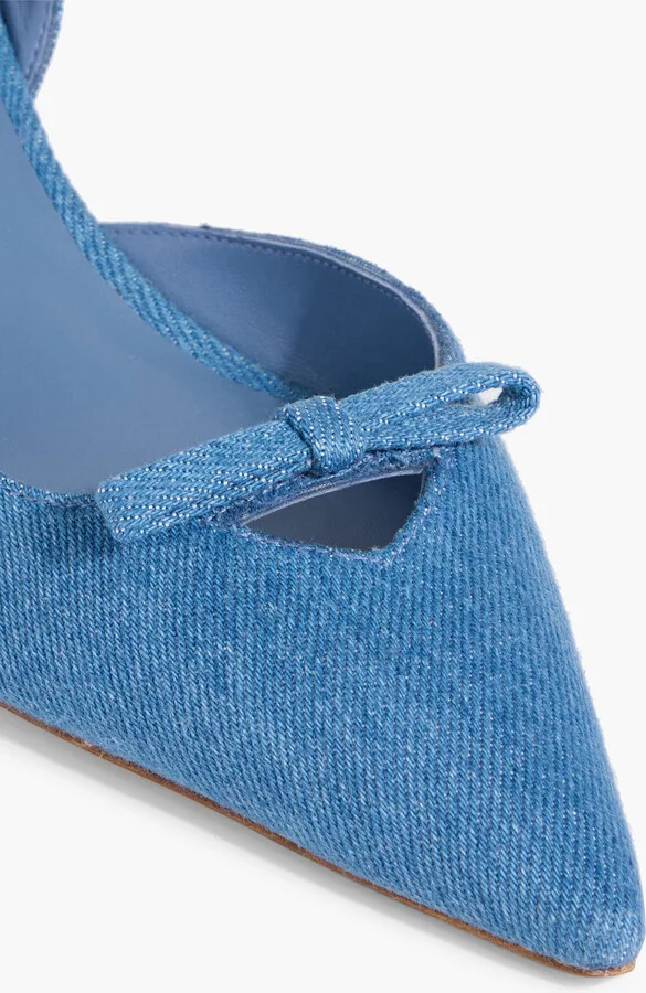 Tully 50 bow-detailed denim slingback pumps - Image 4