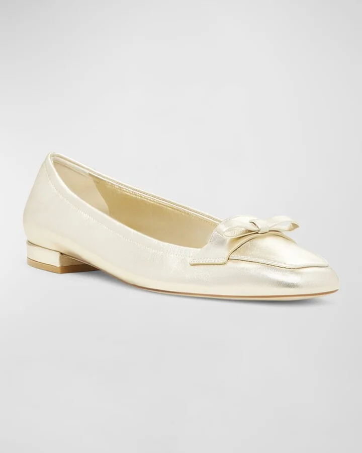 Tully Metallic Bow Ballerina Loafers - Image 4