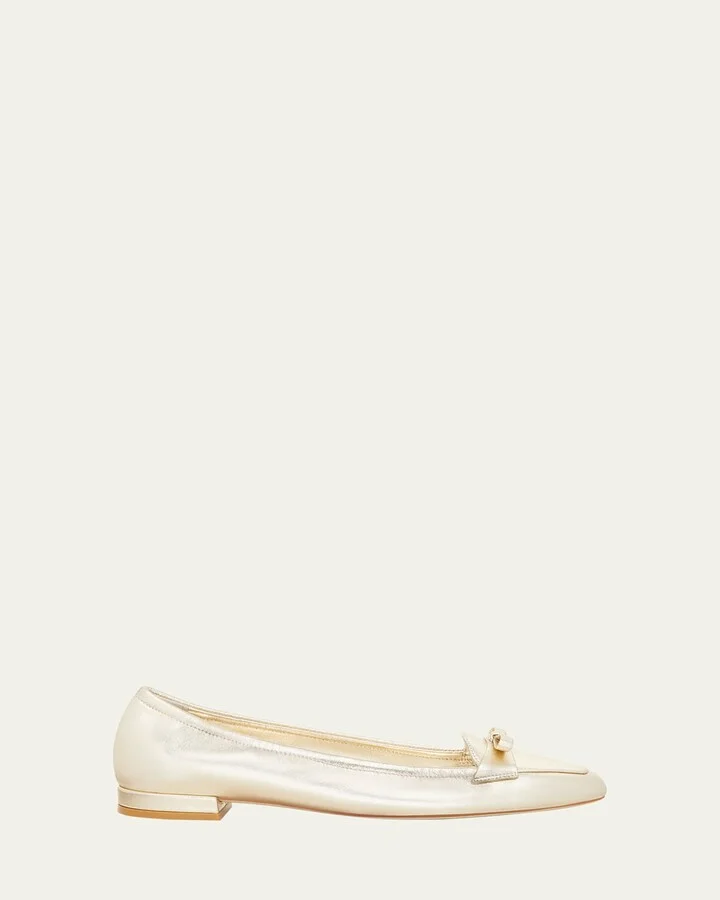 Tully Metallic Bow Ballerina Loafers