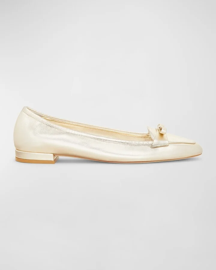 Tully Metallic Bow Ballerina Loafers