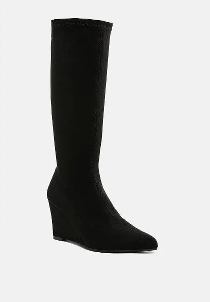 Tulsha Microfiber Wedge Heel Boots Women - Image 2