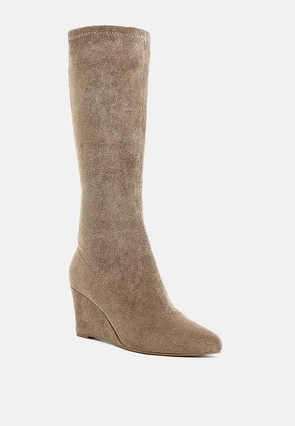 Tulsha Microfiber Wedge Heel Boots Women - Image 3