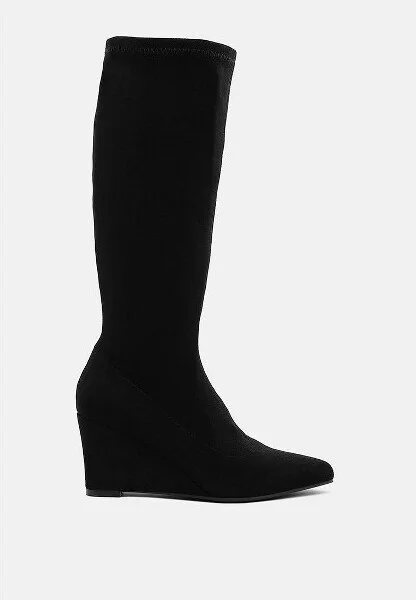 Tulsha Microfiber Wedge Heel Boots Women