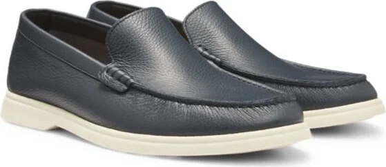 Tumbled-leather moccasins with logo detail