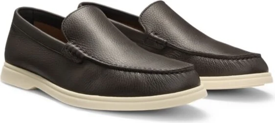 Tumbled-leather moccasins with logo detail