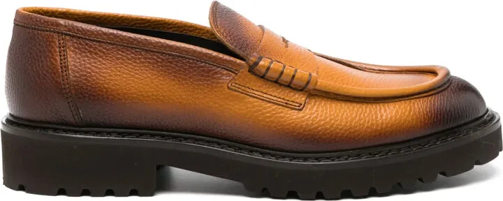 Tumbled pebbled leather loafers