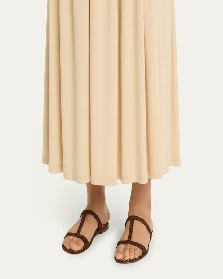 Tume Raffia T-Strap Slide Sandals - Image 2