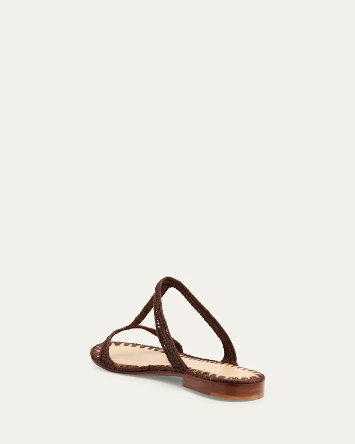 Tume Raffia T-Strap Slide Sandals - Image 7