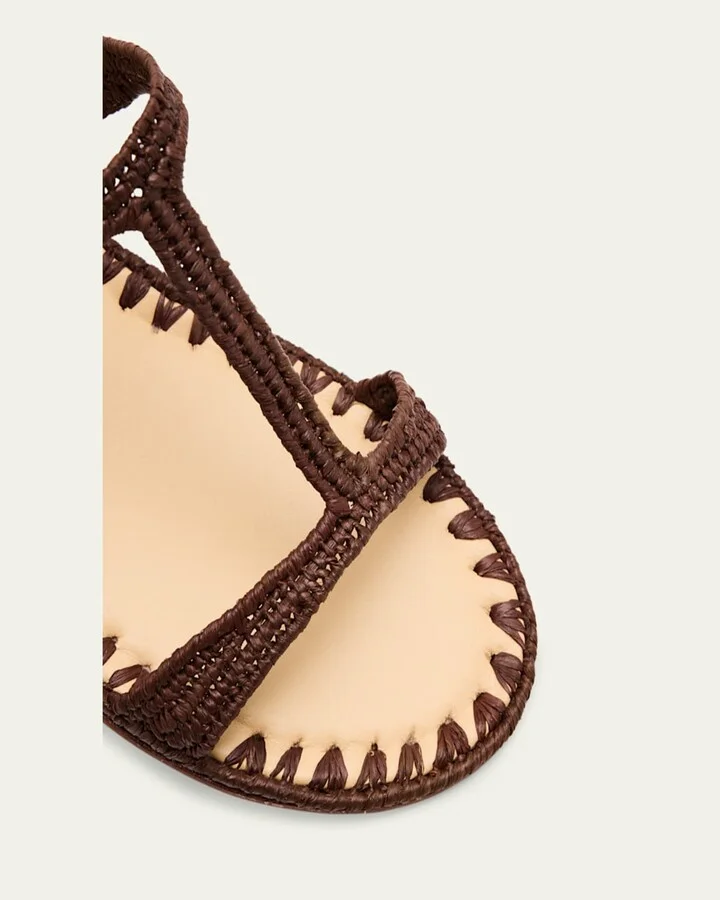 Tume Raffia T-Strap Slide Sandals - Image 10