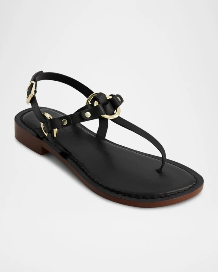 Tuni Leather Thong Slingback Sandals - Image 2