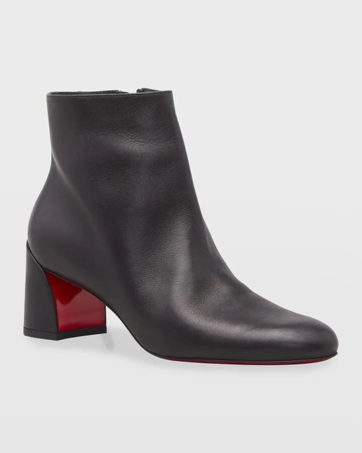 Turela Leather Side-Zip Red Sole Booties - Image 5