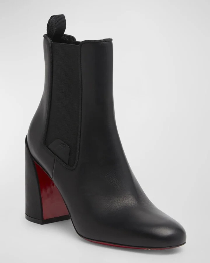 Turelastic Leather Red Sole Ankle Booties - Image 5