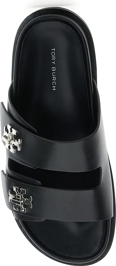 'turnlock' Black Sandals With Double Strap And Logo Plaque In Leather Woman - Image 4