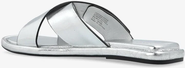 Turnlock Metallic Leather Flat Sandals - Image 2
