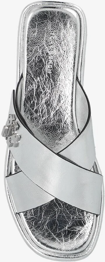 Turnlock Metallic Leather Flat Sandals - Image 3