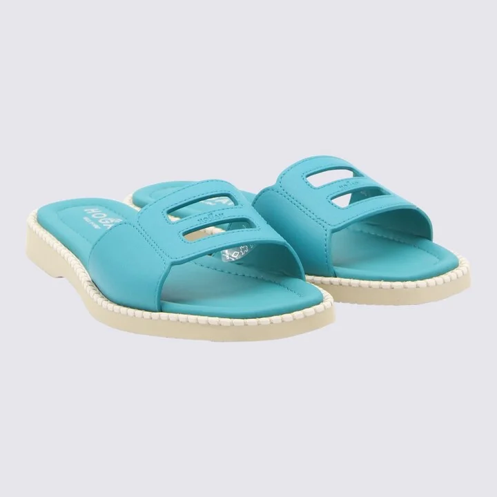 Turquoise Leather H638 Flat Sandals - Image 2