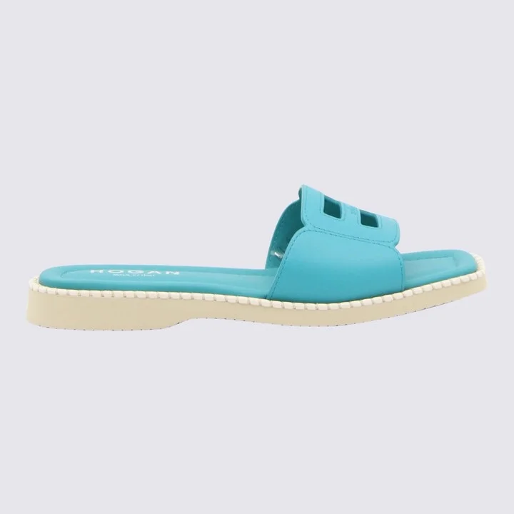Turquoise Leather H638 Flat Sandals - Image 3