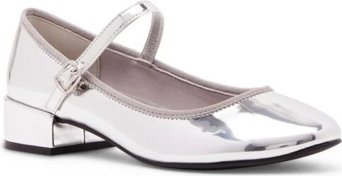 Tutuu Block-Heel Mary Jane Flats - - Red Pat