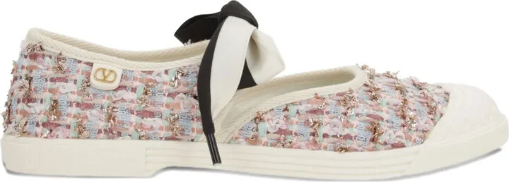 Tweed Bow Sneakers
