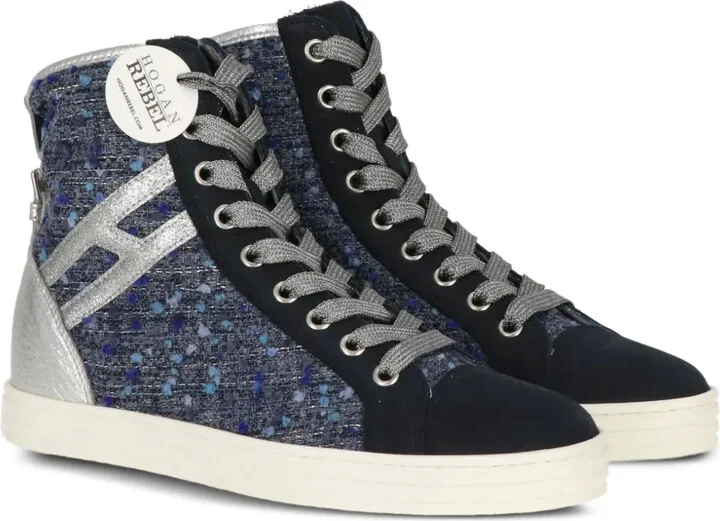 Tweed-Detail High-Top Sneakers - Image 2