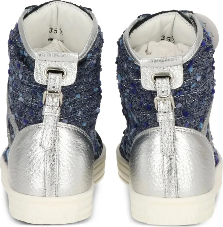 Tweed-Detail High-Top Sneakers - Image 3