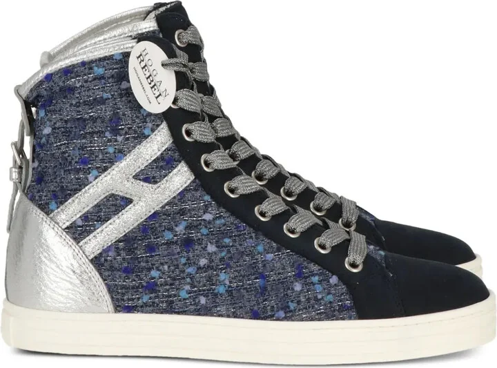 Tweed-Detail High-Top Sneakers