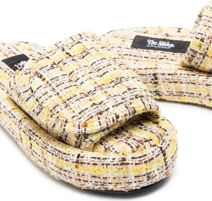 Tweed-Detail Open Toe Sandals - Image 2
