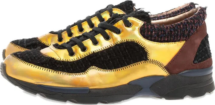 Tweed Metallic Leather Sneakers - Image 3