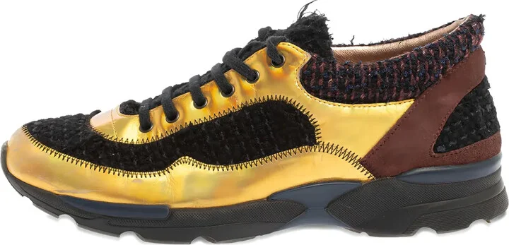 Tweed Metallic Leather Sneakers