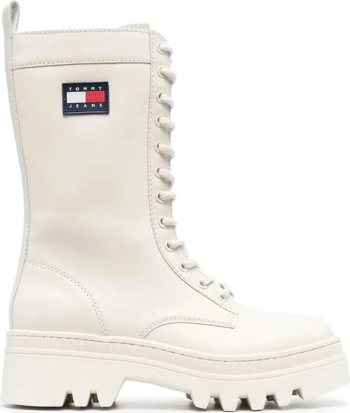 Twelve logo-patch leather boots