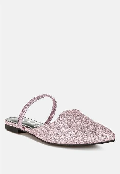 Twiggy Glitter Faux Leather Flat Mules Women - Image 3