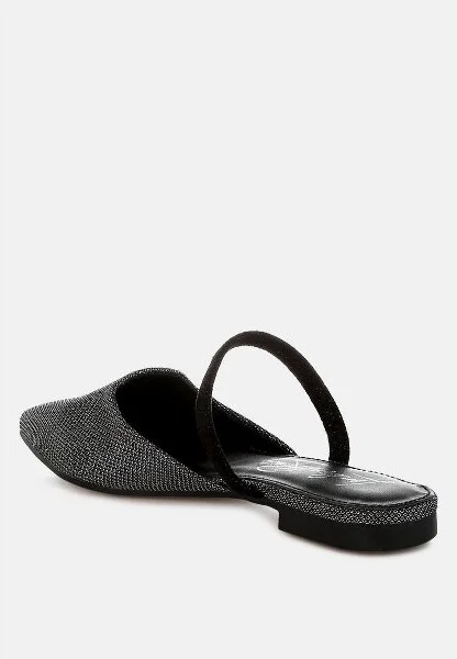Twiggy Glitter Faux Leather Flat Mules Women - Image 6