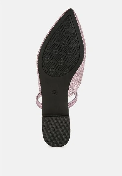 Twiggy Glitter Faux Leather Flat Mules Women