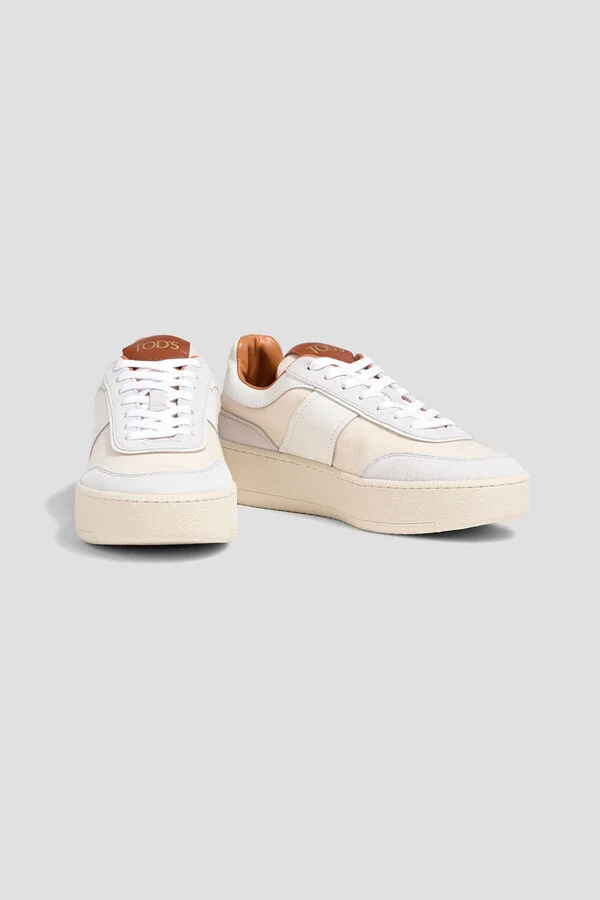 Twill, suede and leather sneakers - Image 2